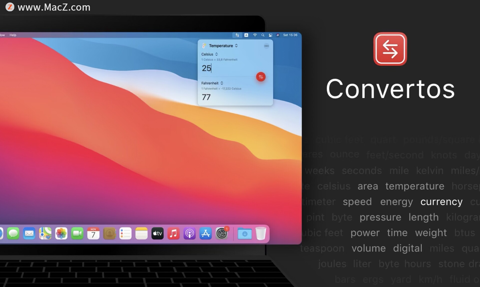 Convertos mac破解版-Convertos for Mac(触摸栏单位转换器)- Mac下载插图2