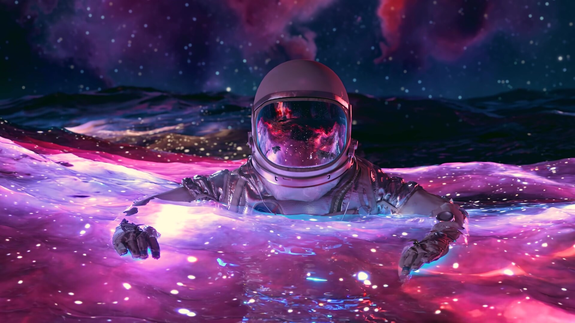 太空液体里的宇航员高清动态壁纸