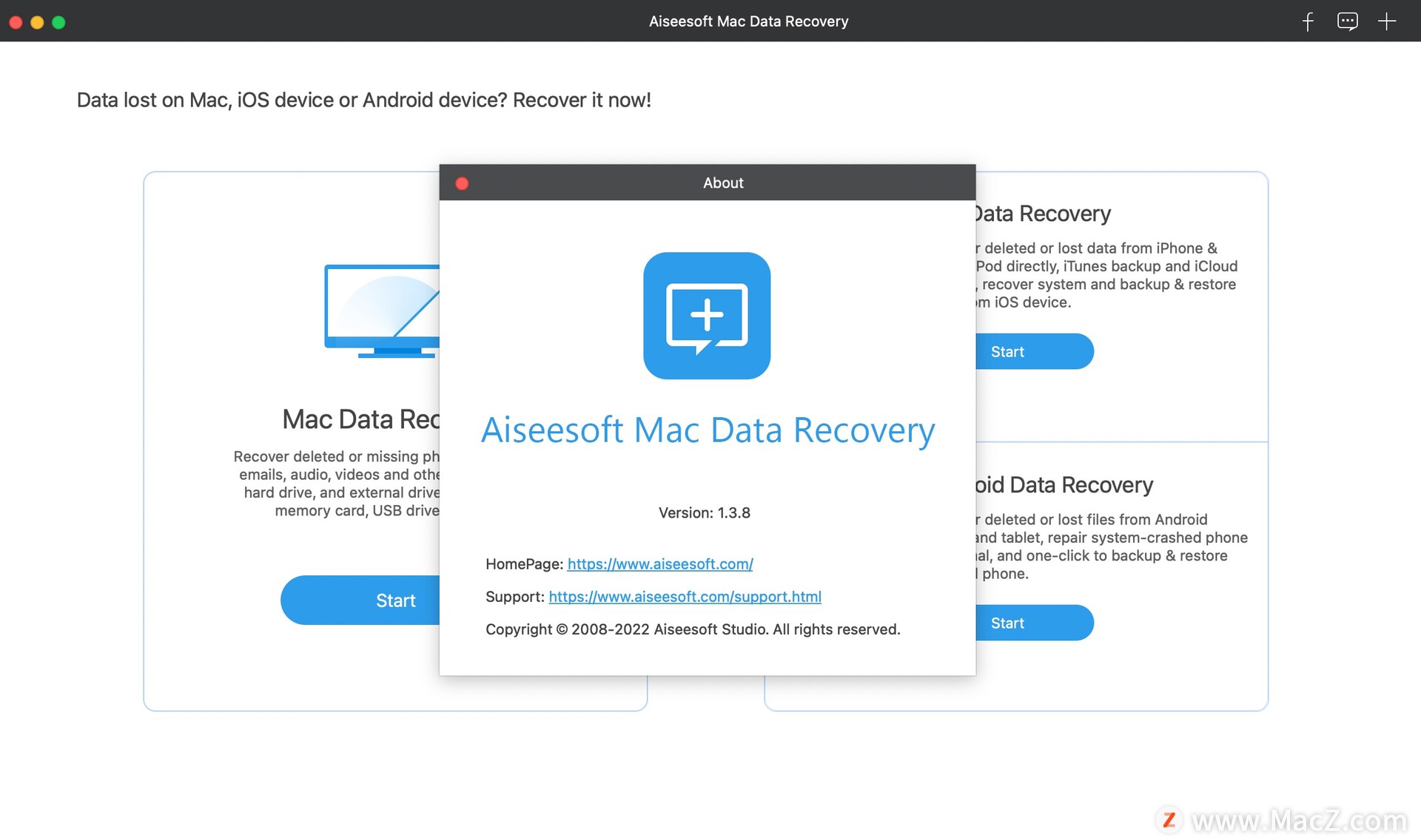 Aiseesoft Data Recovery破解版下载-Aiseesoft Data Recovery for mac(专业数据恢复软件) – Mac下载插图1