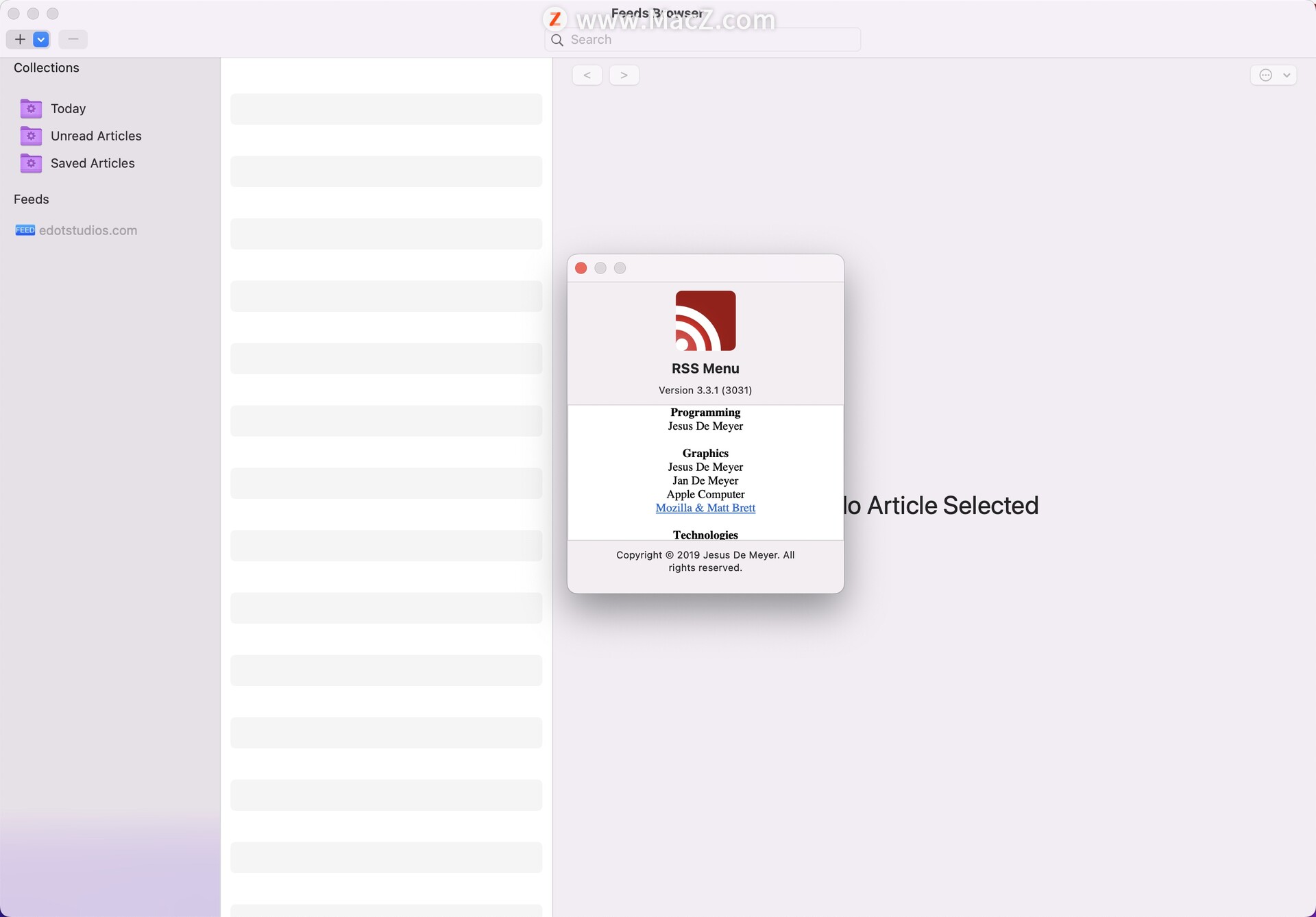 RSS阅读管理器-RSS Menu for Mac(菜单栏rss阅读管理器)- Mac下载插图1