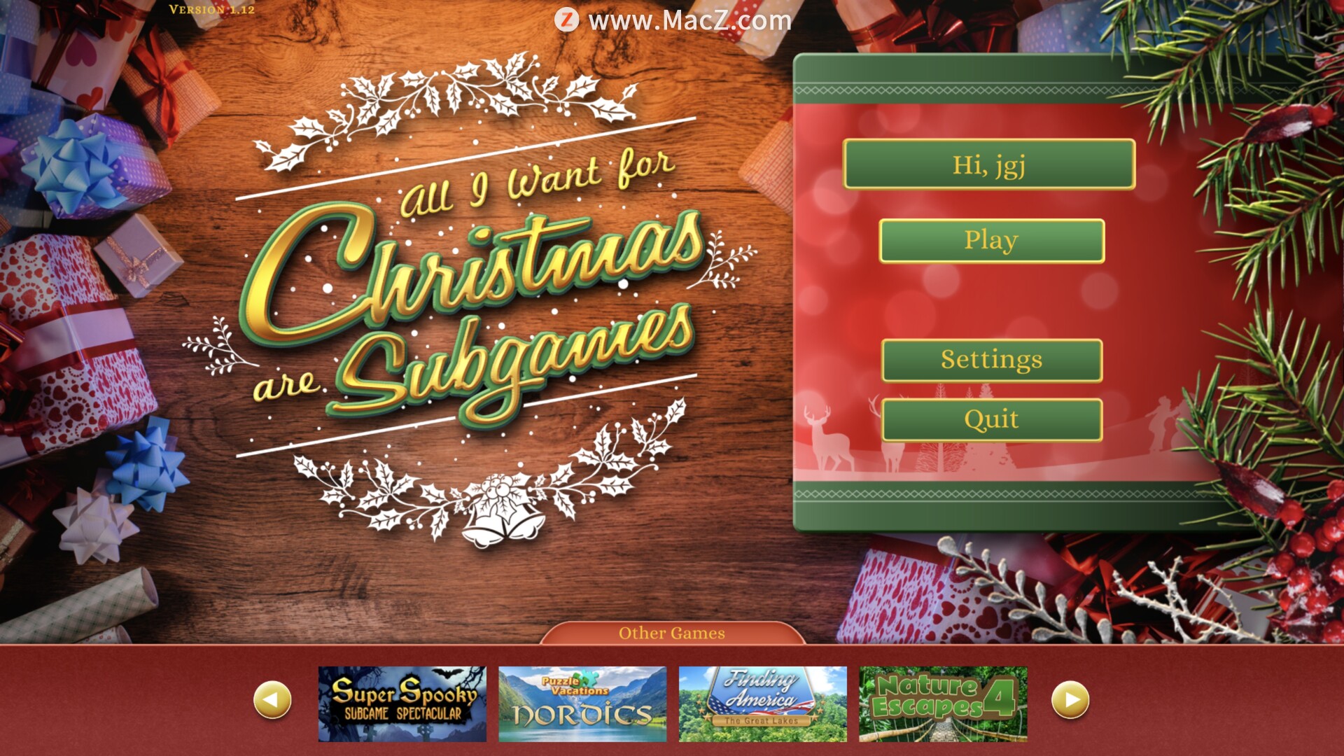 圣诞节我只想玩小游戏 All I Want For Christmas Are Subgames  mac(隐藏解谜游戏)
